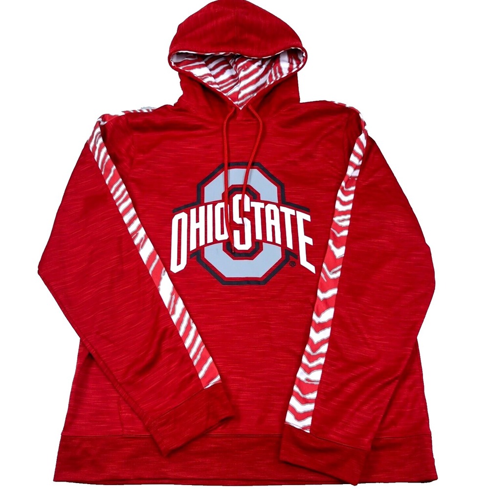Ohio State Buckeyes Hoodie Men Medium Red White Sweatshirt Performance Zubaz‎